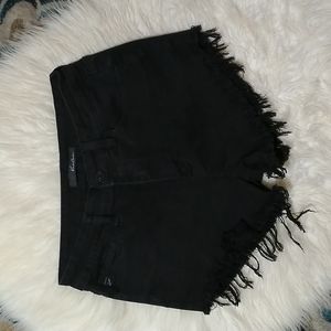 KanCan black high rise fray hem denim shorts sz 11 / 29